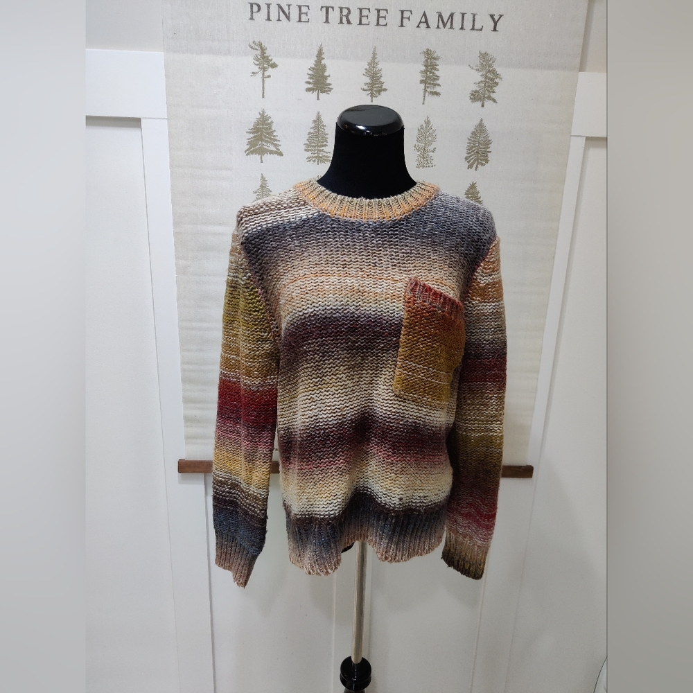 Roots Canada Chunky Knit Multicolor Sweater Pocket Pullover Size M/M